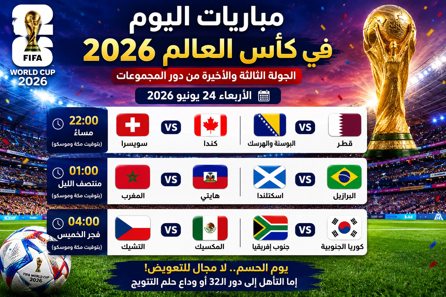 كأس العالم 2026.. المغرب والبرازيل والمكسيك في اختبارات حاسمة اليوم